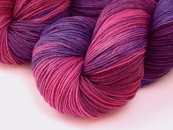 Hand Dyed Yarn, Fingering Sock Weight 4 Ply Superwash Merino Wool - Potluck Magenta & Purple - Indie Dyer Knitting Yarn, Bright Colors