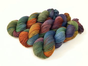 Hand Dyed Yarn, Fingering Sock Weight 4 Ply Superwash Merino Wool - Potluck Rainbow - Indie Dyer Colorful OOAK Knitting Yarn 