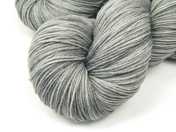 Hand Dyed Yarn, Sock Fingering Weight 4 Ply Superwash Merino Wool - Silver Lining - Light Grey Gray Tonal Knitting Yarn, Hand Dyed Sock Yarn