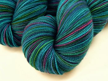 Hand Dyed Yarn, Sock Fingering Weight Superwash 100% Merino Wool - Aegean Multi - Indie Dyed Yarn, Turquoise Blue Green Hand Dyed Sock Yarn