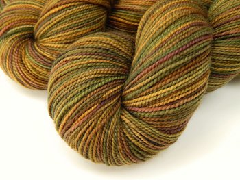 Hand Dyed Yarn, Sock Fingering Weight Superwash Merino Wool - Antique Brass - Indie Dyer Knitting Yarn, Gold Brown Olive Sock Yarn