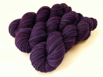 Hand Dyed Yarn, Fingering Sock Weight Superwash Merino Wool - Blackberry Tonal - Indie Knitting Yarn, Deep Purple Sock Yarn, Weaving Supply