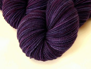 Hand Dyed Yarn, Fingering Sock Weight Superwash Merino Wool - Blackberry Tonal - Indie Knitting Yarn, Deep Purple Sock Yarn, Weaving Supply