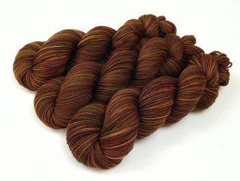 Hand Dyed Sock Yarn, Fingering Weight Superwash Merino Wool - Clove Multi - Indie Dyed Knitting Yarn, Brown Gold Hand Dyed Yarn