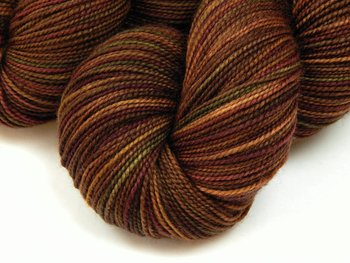 Hand Dyed Sock Yarn, Fingering Weight Superwash Merino Wool - Clove Multi - Indie Dyed Knitting Yarn, Brown Gold Hand Dyed Yarn