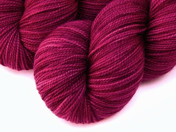 Hand Dyed Yarn, Sock Fingering Superwash Merino Wool - Plumberry - Tonal Knitting Yarn, Indie Dyer Red Berry Semisolid Hand Dyed Sock Yarn