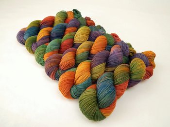 Hand Dyed Yarn, Sock Fingering Weight Superwash Merino Wool - Potluck Rainbow - Deep Rich Multicolor Knitting Yarn, Indie Dyer Sock Yarn