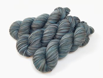 Hand Dyed Sock Yarn, Fingering Weight Superwash 100% Merino Wool - Storm Clouds - Indie Dyer Knitting Yarn, Blue Grey Gray Variegated Yarn