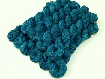Limited Edition! Sock Yarn Mini Skeins, Fingering Weight Superwash Merino Wool & Nylon - AEGEAN SPARKLE - Blue Green Turquoise Knitting Yarn with Silver Sparkles