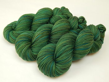 Hand Dyed Yarn, DK Weight Superwash Merino Wool - Forest Multi - Indie Dyed Yarn, Dark Green Olive Moss Wool Yarn, Variegated Knitting Yarn