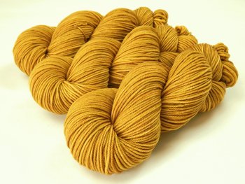 Hand Dyed Yarn, DK Weight Superwash Merino Wool - Honey Mustard - Soft Tonal Yellow Gold Indie Dyer Yarn, Wool Yarn for Knitting Crochet