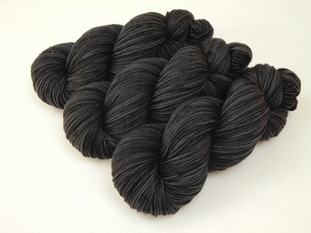 Hand Dyed Yarn, DK Weight Superwash Merino Wool - Near Black - Dark Tonal Black & Charcoal Indie Dyer Yarn, Ready to Ship Knitting Yarn