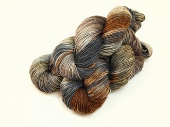Hand Dyed Yarn, DK Weight Superwash Merino Wool - Potluck Greys & Browns - Soft Washable Indie Dyer Yarn, Earthy Colors Wool Yarn for Knitting Crochet