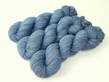 Limited Edition! Hand Dyed Yarn, Sock Fingering Weight Superwash Merino Wool & Linen Blend - Bluebird - Indie Dyer Blue Tonal Knitting Yarn