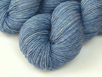 Limited Edition! Hand Dyed Yarn, Sock Fingering Weight Superwash Merino Wool & Linen Blend - Bluebird - Indie Dyer Blue Tonal Knitting Yarn