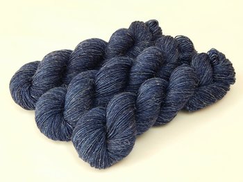 Limited Edition! Hand Dyed Yarn, Sock Fingering Weight Superwash Merino Wool & Linen Blend - Ink Tonal - Navy Blue Indie Dyer Knitting Yarn
