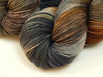 Hand Dyed Yarn, Sport Weight Superwash Merino Wool - Potluck Greys & Browns - Indie Dyed Silver Gray Khaki Knitting Yarn, Earthy Colors Heavier Sock Yarn 