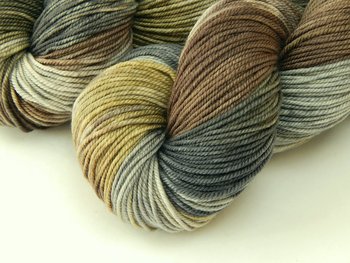 Hand Dyed Yarn, Sport Weight Superwash Merino Wool - Potluck Greys & Browns - Indie Dyed Silver Gray Khaki Knitting Yarn, Earthy Colors Heavier Sock Yarn 