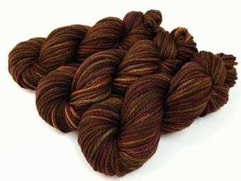 Hand Dyed Yarn, Bulky Weight 100% Superwash Merino Wool - Clove Multi - Brown Gold Red Green Variegated Chunky Knitting Yarn