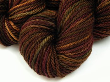 Hand Dyed Yarn, Bulky Weight 100% Superwash Merino Wool - Clove Multi - Brown Gold Red Green Variegated Chunky Knitting Yarn