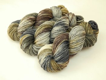 Hand Dyed Yarn, Bulky Weight 100% Superwash Merino Wool - Potluck Greys & Browns - Indie Dyer One of a Kind Thick Chunky Knitting Yarn