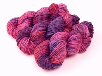 Hand Dyed Yarn, Bulky Weight Superwash Merino Wool - Potluck Magenta & Purple - Indie Dyer Bright Pink Orchid Chunky Knitting Yarn