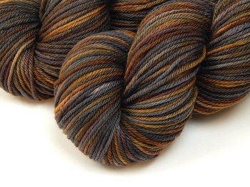 Hand Dyed Worsted Weight Yarn, Superwash Merino Wool - Agate - Earthtones Hand Dyed Yarn, Indie Dyer Knitting Yarn Skein, Grey Brown Gold