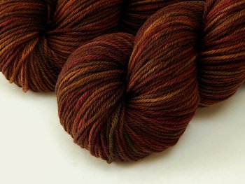Hand Dyed Yarn, Worsted Weight Superwash Merino Wool - Clove Multi - Indie Dyer Brown Gold Red Knitting Crochet Supply, Autumn Fall Colors 