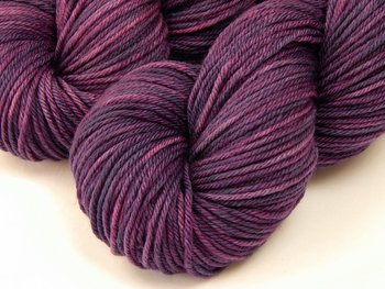 Hand Dyed Yarn, Worsted Weight Superwash Merino Wool - Deep Lilac Tonal - Purple Indie Dyed Yarn, Lavender Semi Solid Knitting Yarn