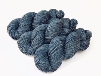 Hand Dyed Yarn, Worsted Weight 100% Superwash Merino Wool - Denim - Indie Dyer Knitting Yarn, Tonal Slate Blue Yarn Skein, Handdyed Yarn