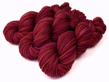 Hand Dyed Yarn, Worsted Weight 100% Superwash Merino Wool - Merlot Multi - Indie Dyed Deep Red Knitting Yarn, Burgundy Wine Handdyed Yarn
