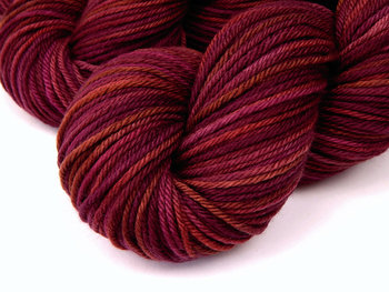 Hand Dyed Yarn, Worsted Weight 100% Superwash Merino Wool - Merlot Multi - Indie Dyed Deep Red Knitting Yarn, Burgundy Wine Handdyed Yarn