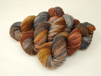 Worsted Weight Hand Dyed Yarn, 100% Superwash Merino Wool - Potluck Greys & Browns - Indie Dyer OOAK Crochet Knitting Yarn, Earthtones Gray Khaki