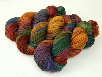Worsted Weight Hand Dyed Yarn - 100% Superwash Merino Wool - Potluck Rainbow - Indie Dyer OOAK Knitting Crochet Yarn, Deep Rich Colors