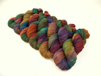 Worsted Weight Hand Dyed Yarn, 100% Superwash Merino Wool - Potluck Rainbow - Indie Dyer OOAK Knitting Crochet Yarn, Earthy Vibrant Colors