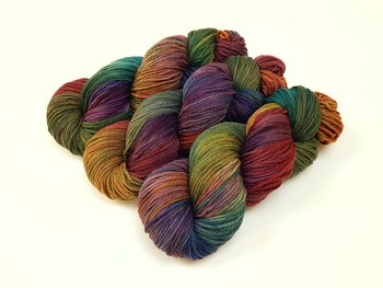 Worsted Weight Hand Dyed Yarn, 100% Superwash Merino Wool - Potluck Rainbow - Indie Dyer OOAK Knitting Crochet Yarn, Earthy Vibrant Colors