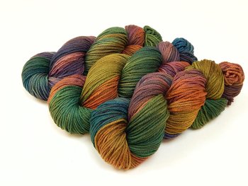 Worsted Weight Hand Dyed Yarn, 100% Superwash Merino Wool - Potluck Rainbow - Indie Dyer OOAK Knitting Crochet Yarn, Earthy Vibrant Colors