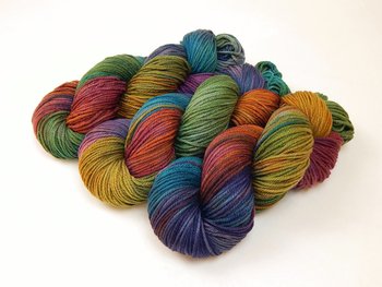 Worsted Weight Hand Dyed Yarn, 100% Superwash Merino Wool - Potluck Rainbow - Indie Dyer OOAK Knitting Crochet Yarn, Earthy Vibrant Colors