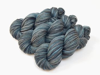 Hand Dyed Yarn, Worsted Weight Superwash Merino Wool - Storm Clouds - Blue Grey Gray Indie Dyer Knitting Yarn, DIY Crochet Craft Supply