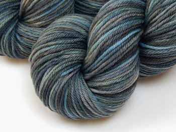 Hand Dyed Yarn, Worsted Weight Superwash Merino Wool - Storm Clouds - Blue Grey Gray Indie Dyer Knitting Yarn, DIY Crochet Craft Supply