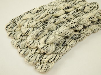 Sock Yarn Mini Skeins, Fingering Weight Superwash Merino Wool & Nylon - ZEBRA UNDYED - Off White Knitting Yarn with Black Stripes