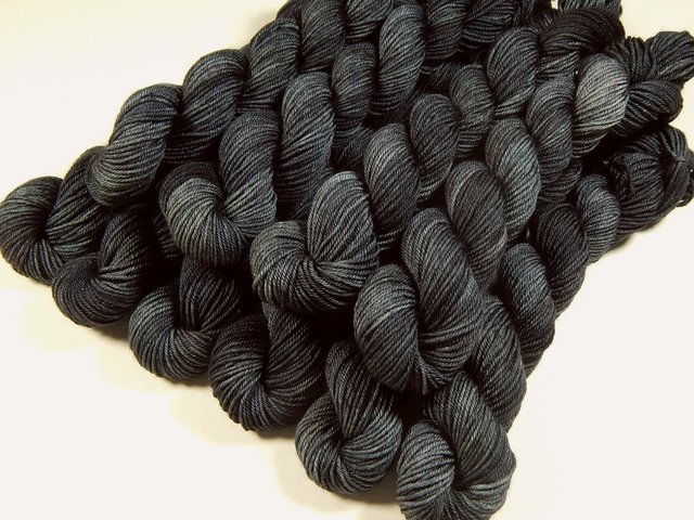 Fingering Weight Mini Skeins Hand Dyed Yarn, 4 Ply Superwash Merino Wool - Slate Grey Tonal - Indie Dyed Charcoal Gray Sock Knitting Yarn