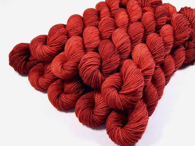 Sock Yarn Mini Skeins, Hand Dyed Yarn Mini, Sock Weight 4 Ply Superwash Merino Wool - Cinnabar - Indie Dyer Tomato Red Fingering Knitting Yarn