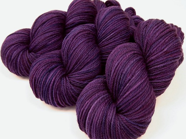 Hand Dyed Yarn, Worsted Weight Superwash 100% Merino Wool - Blackberry Tonal - Indie Dyed Deep Purple Knitting Yarn Skein, DIY Craft Supply