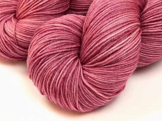 Hand Dyed Yarn, Sock Fingering Weight 4 Ply Superwash Merino Wool - Sorbet - Tonal Berry Knitting Yarn, Indie Dyer Rose Pink Sock Yarn