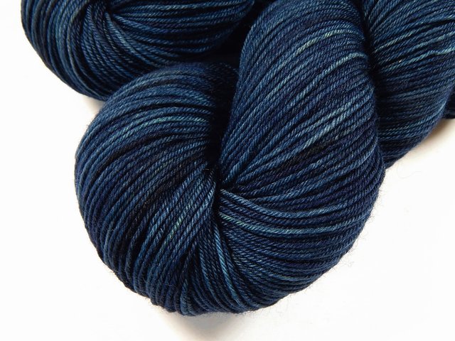 Hand Dyed Sock Yarn, Fingering Weight 4 Ply Superwash Merino Wool - Ink Tonal - Dark Blue Knitting Yarn, Navy Hand Dyed Yarn