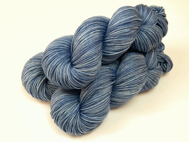 Hand Dyed Yarn, DK Weight Superwash Merino Wool - Bluebird - Soft Washable Medium Blue Indie Dyer Yarn, Tonal Yarn for Knitting Crochet