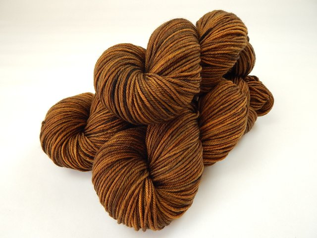Hand Dyed Yarn, DK Weight Superwash Merino Wool - Hazelnut - Indie Dyed Yarn, Warm Brown Tonal Wool Yarn, Semi Solid Knitting Yarn