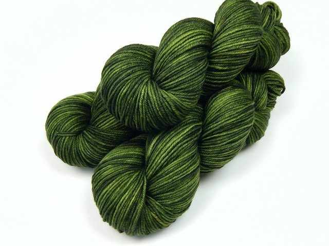 Hand Dyed Yarn, DK Weight Superwash Merino Wool - Moss Tonal - Indie Dyer Yarn, Olive Green Knitting Yarn