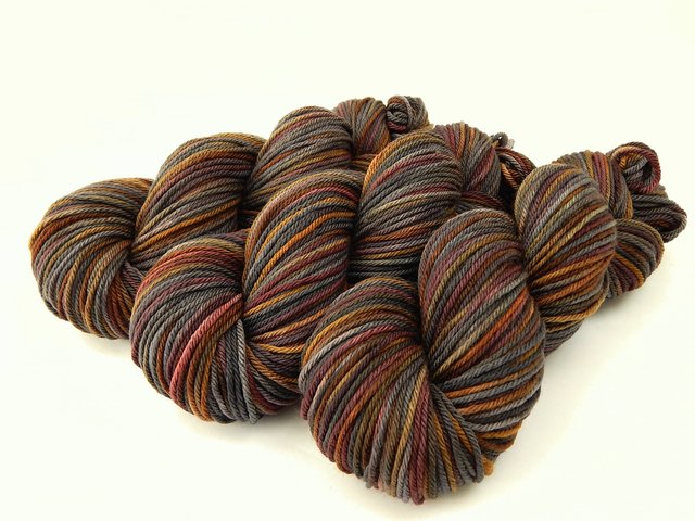 Hand Dyed Worsted Weight Yarn, Superwash Merino Wool - Agate - Earthtones Hand Dyed Yarn, Indie Dyer Knitting Yarn Skein, Grey Brown Gold